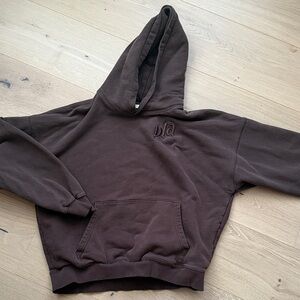 YoungLA Dark Brown Hoodie with Embroidered Logo
